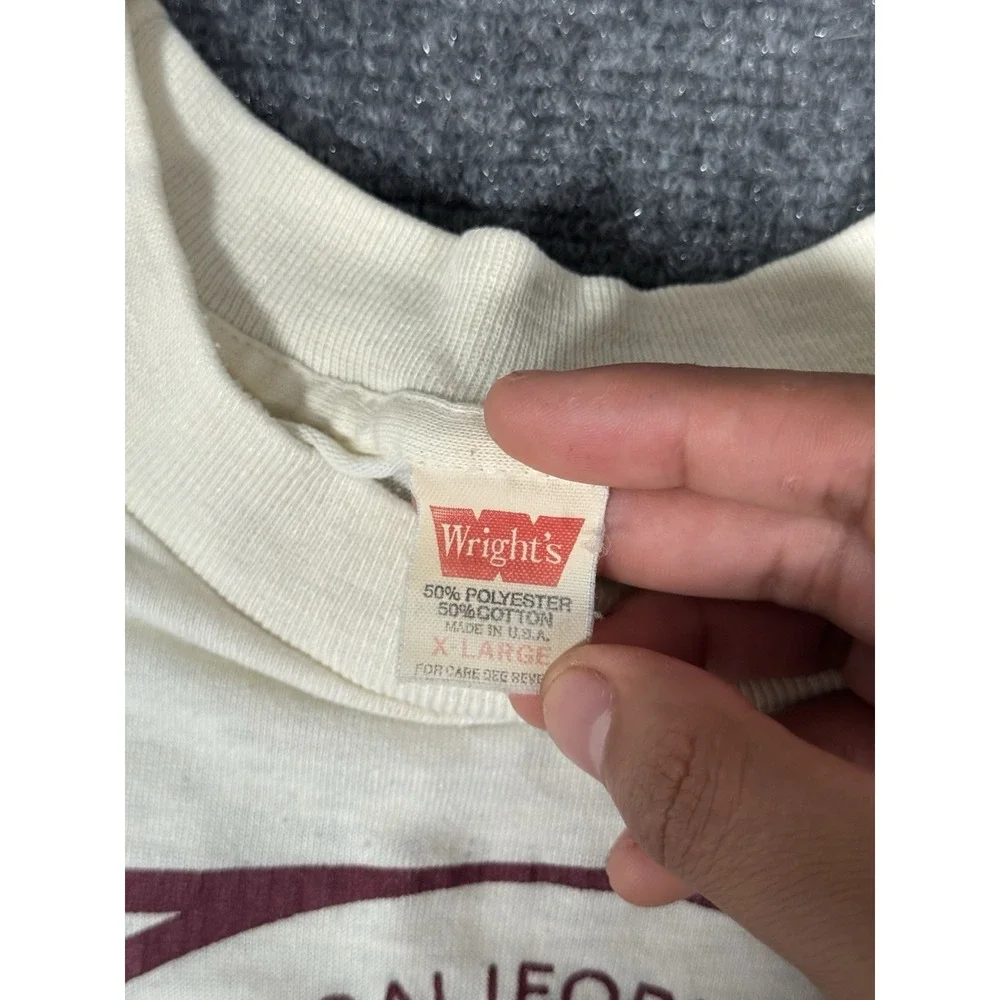 Vintage Wright's Shirt Mens XL White‎ Premium California Wines Tee 80s Flawed